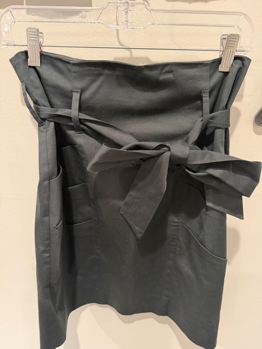 High-Waist Black Tie-Waist Skirt